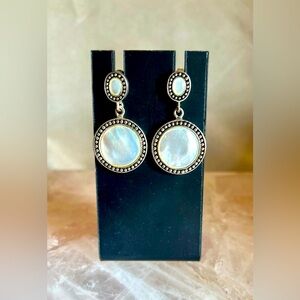 Inlaid Mother-of-Pearl & 925 Sterling Silver Earrings, EUC